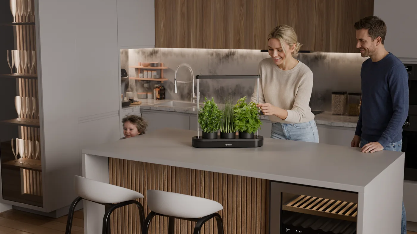 Familie mit dem Kitchenforest in der Küche